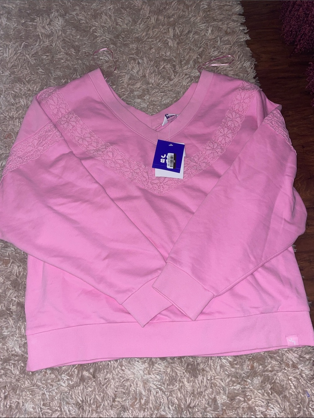 Joylab Pink Lace-Trim V-Neck Top